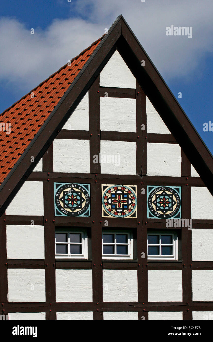 Fachwerkhaus Detail in Bad Iburg, Niedersachsen, Deutschland Stockfoto