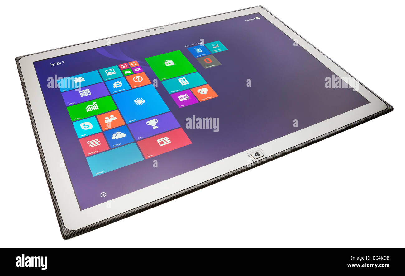 Panasonic ToughPad Tablet-PC mit 4K Auflösung Bildschirm. Stockfoto