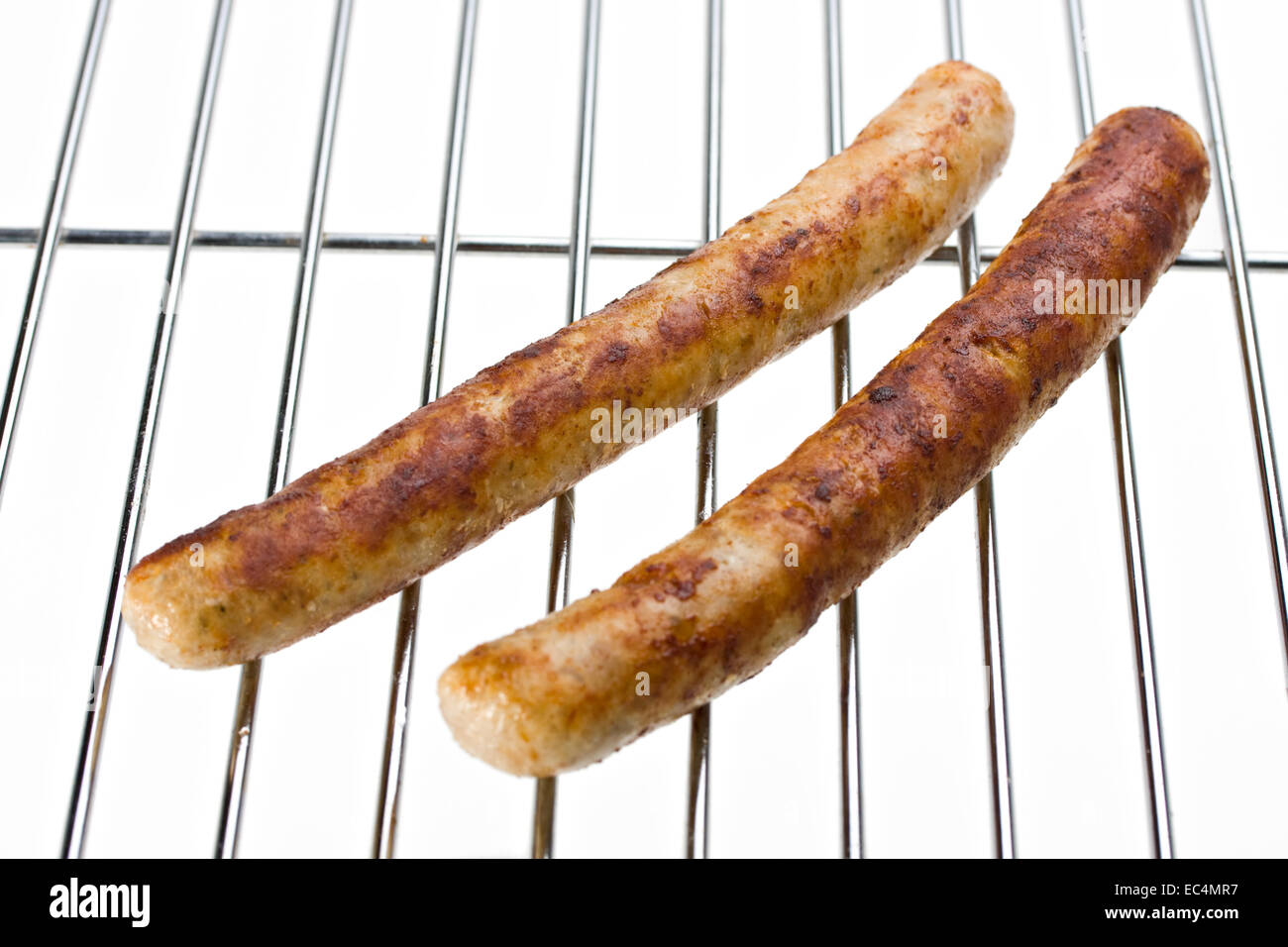 Zwei gegrillte Würstchen Stockfoto