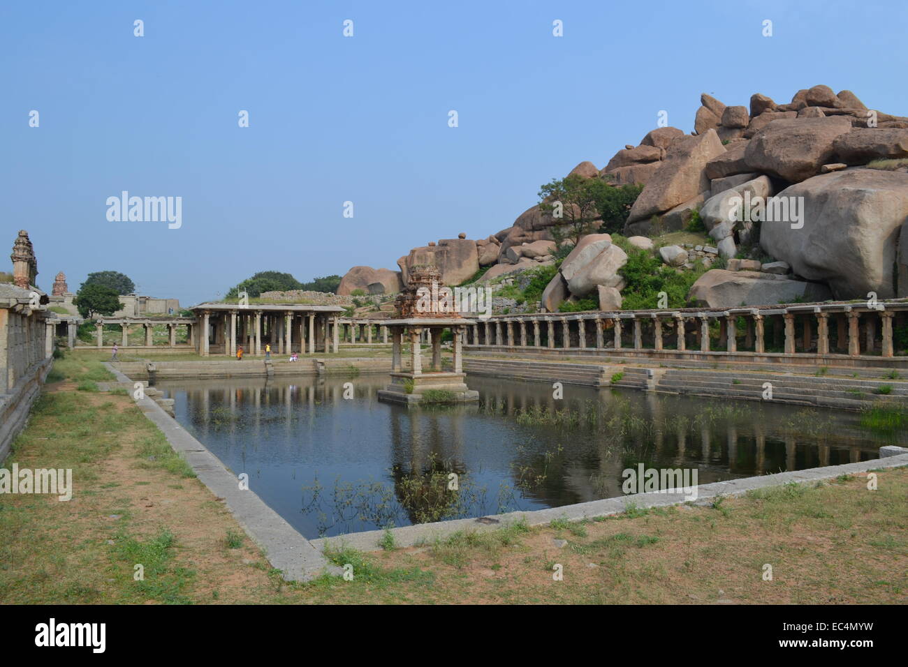 Pushkarani-Sacred Tank @ Krishna Basar @ Hampi - UNESCO Weltkulturerbe Stockfoto