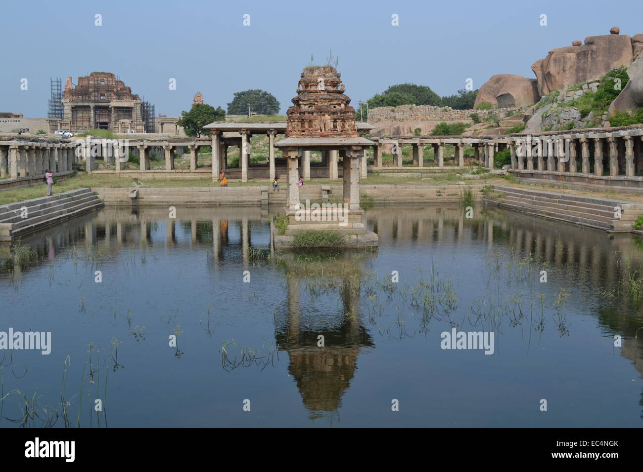 Pushkarani-Sacred Tank @ Krishna Basar @ Hampi - UNESCO Weltkulturerbe Stockfoto
