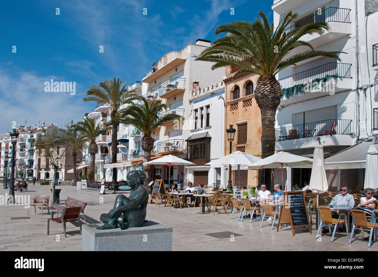 Sitges Beach Bar Pub Restaurant Spanien Spanisch Stockfoto