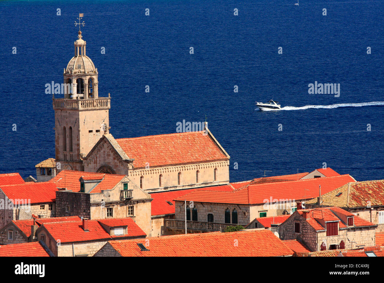 Kroatien, Süd-Dalmatien, Insel Korcula, Blick Auf Die Altstadt Korcula Stockfoto