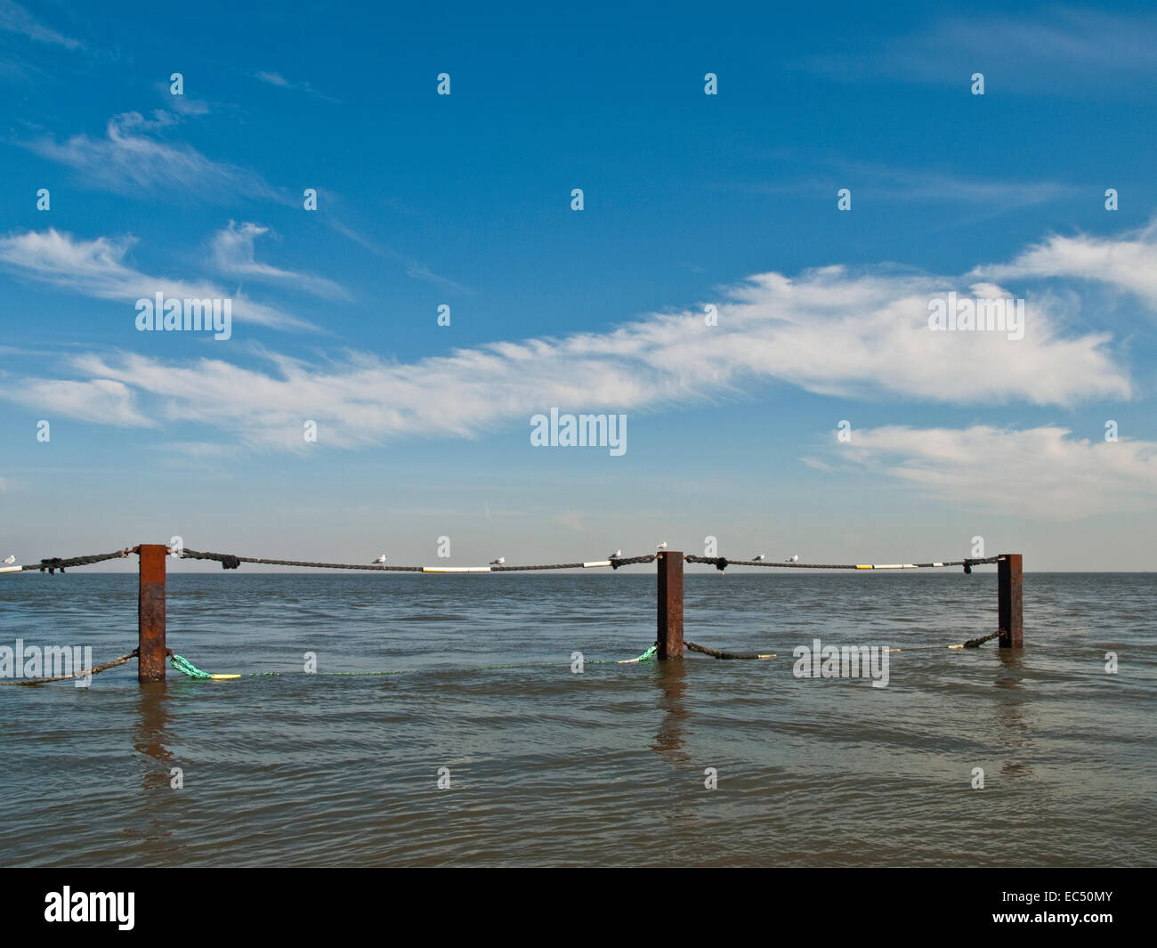 Meer-Zaun in Cuxhaven, Niedersachsen, Deutschland Stockfoto