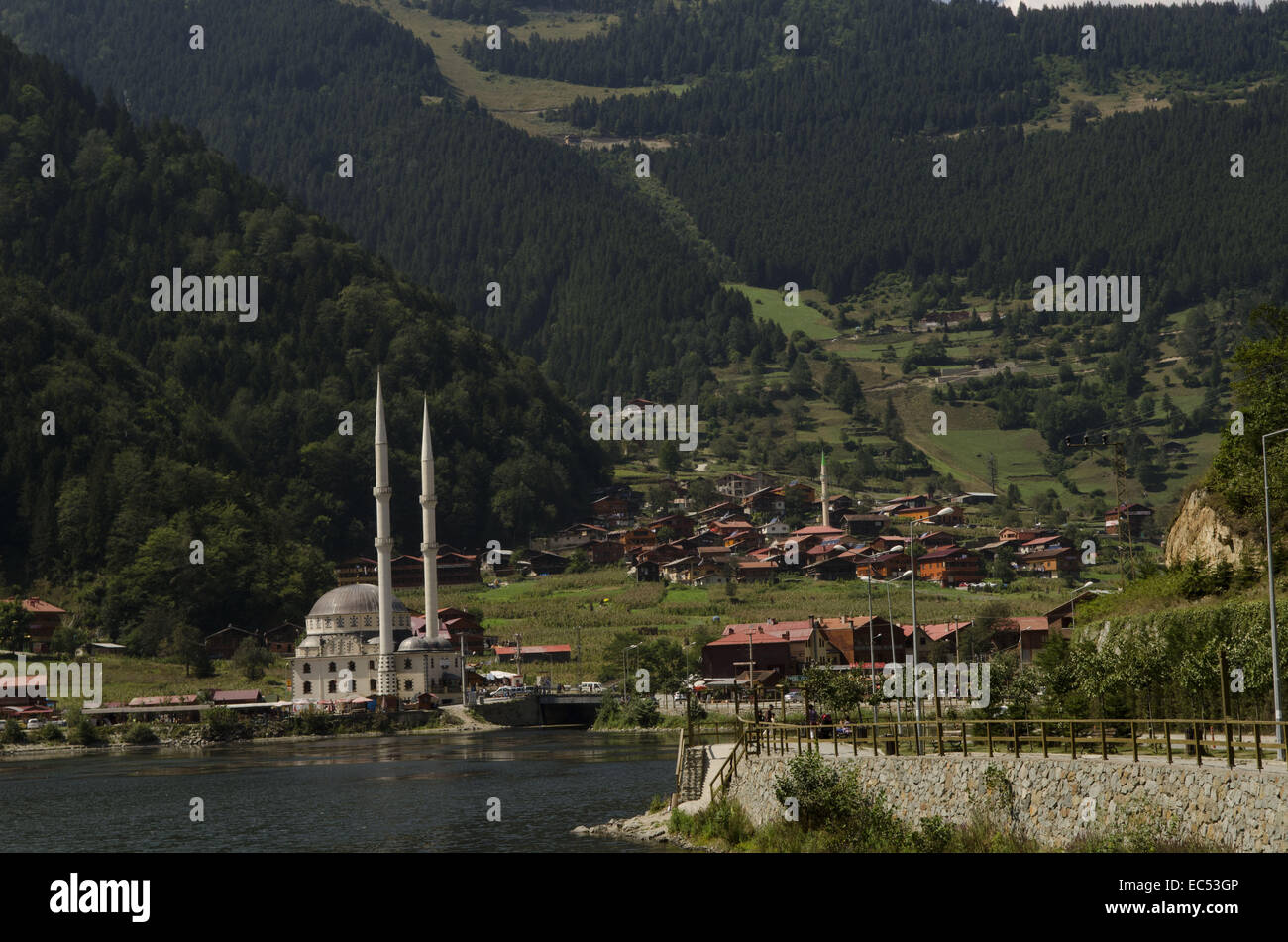 Trabzon, Schwarzes Meer, Türkei. 6. Sep, 2014. Uzungol ist ein See Seite Dorf und Bergresort im Distrikt Caykara der Schwarzmeer Berge südlich von Trabzon im hohen Norden östlich von Turkey.Over den letzten Jahren das Dorf hat gesehen einen Boom im Tourismus mit Hotels, Restaurants und Wohnungen meist catering für arabische Touristen Investoren © John Wreford/ZUMA Draht/Alamy Live News Stockfoto