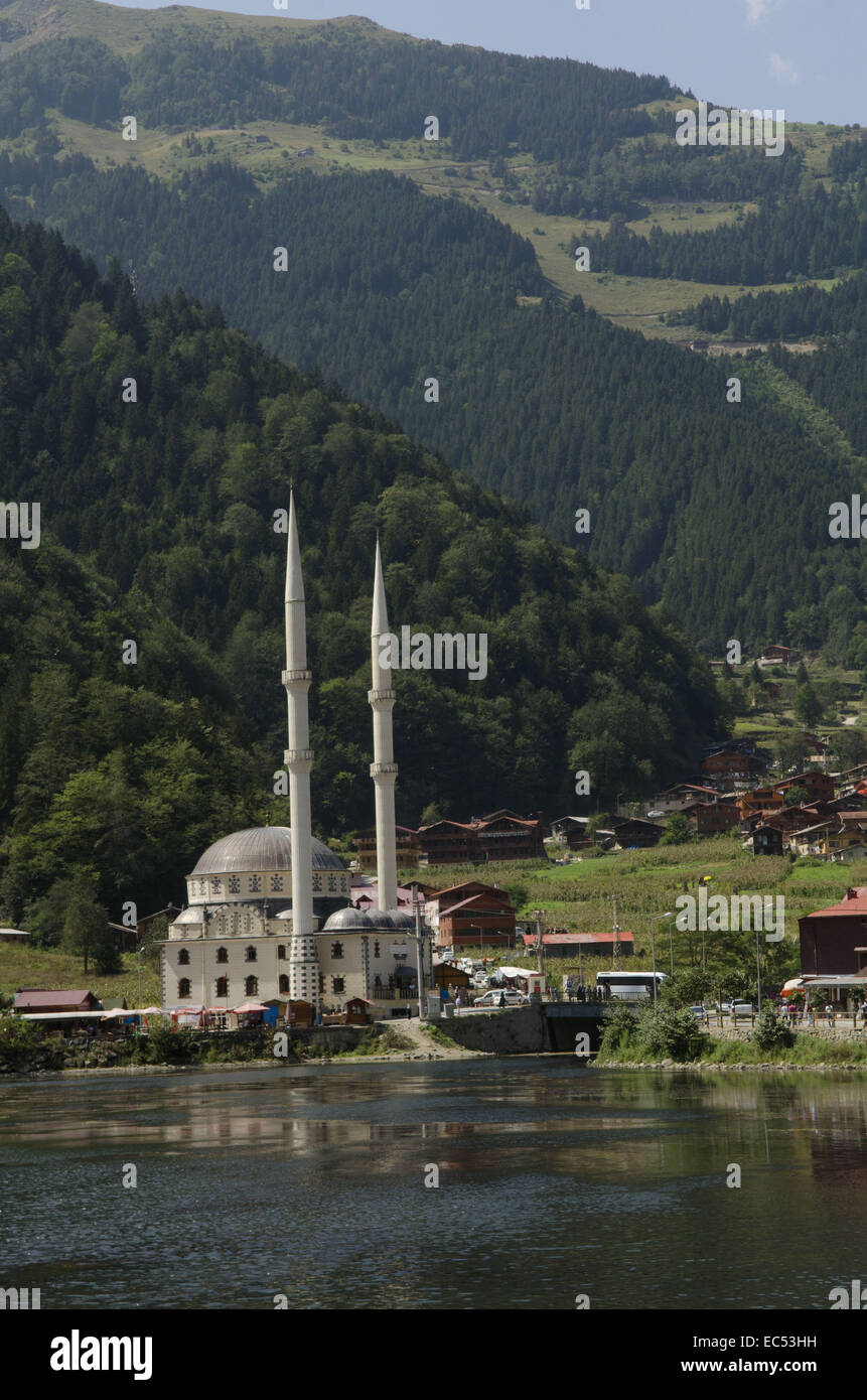 Trabzon, Schwarzes Meer, Türkei. 6. Sep, 2014. Uzungol ist ein See Seite Dorf und Bergresort im Distrikt Caykara der Schwarzmeer Berge südlich von Trabzon im hohen Norden östlich von Turkey.Over den letzten Jahren das Dorf hat gesehen einen Boom im Tourismus mit Hotels, Restaurants und Wohnungen meist catering für arabische Touristen Investoren © John Wreford/ZUMA Draht/Alamy Live News Stockfoto
