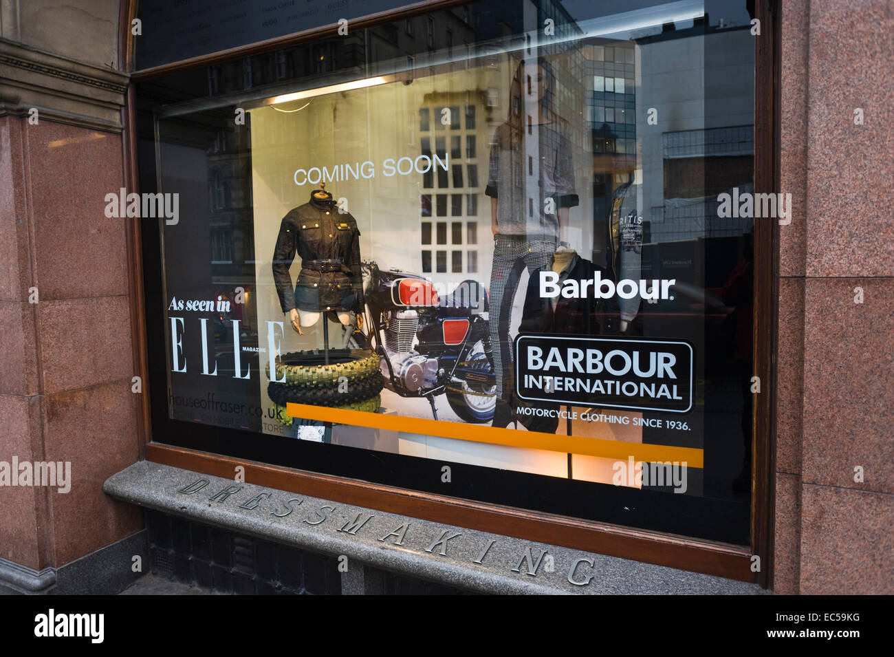 JENNERS Kaufhaus Barbour Schaufenster in Edinburgh Schottland, Vereinigtes Königreich Stockfoto