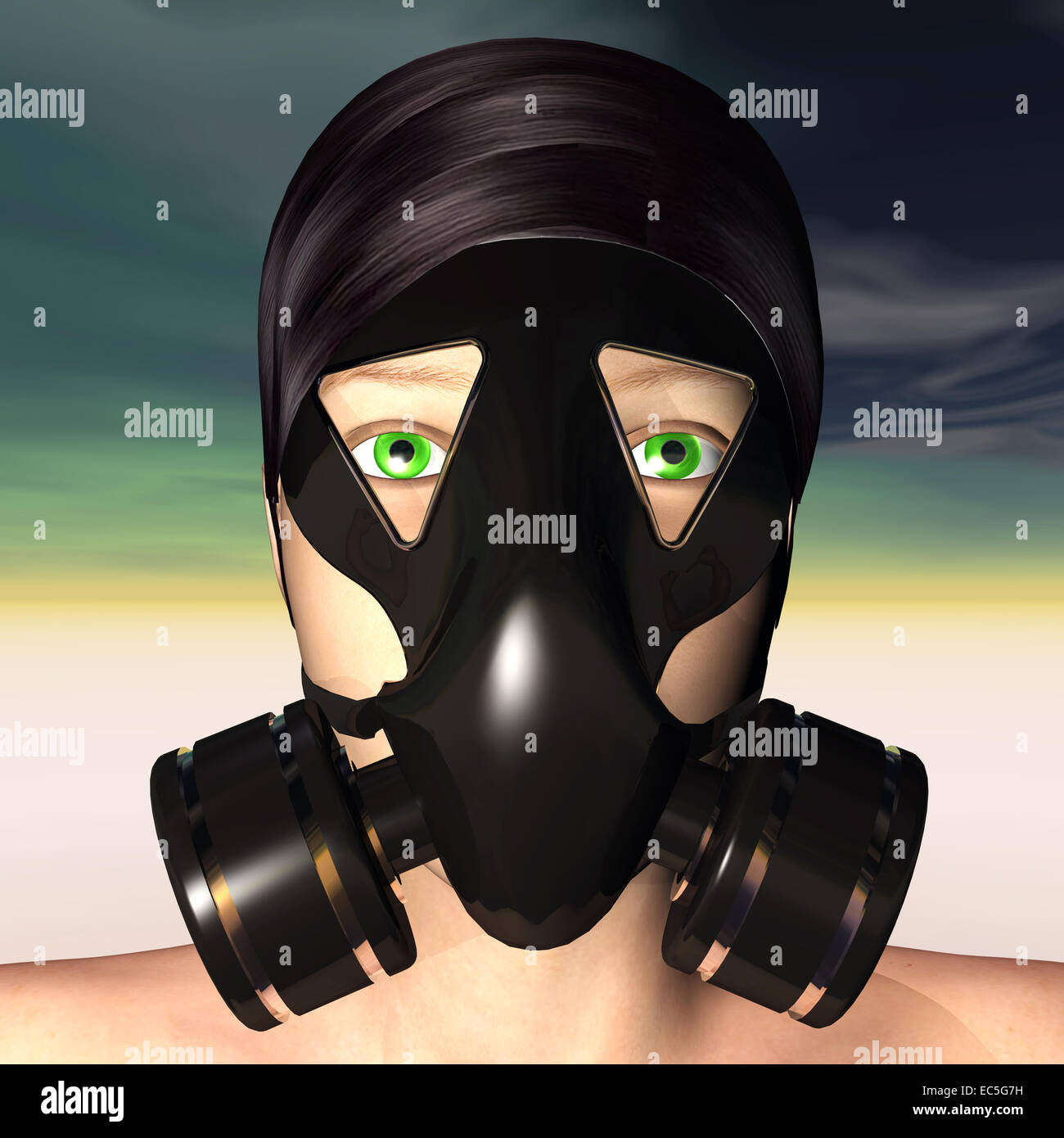 Digitale Visualisierung von Radioaktivität Gesichtsmaske Stockfoto