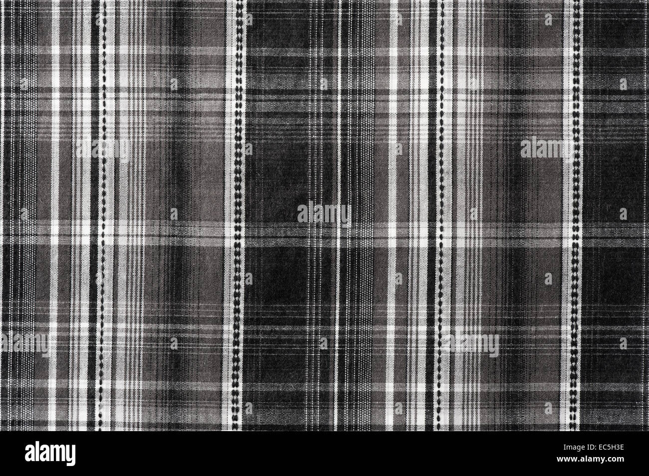Schwarz weiß überprüft Baumwolltuch texturiert Stockfoto