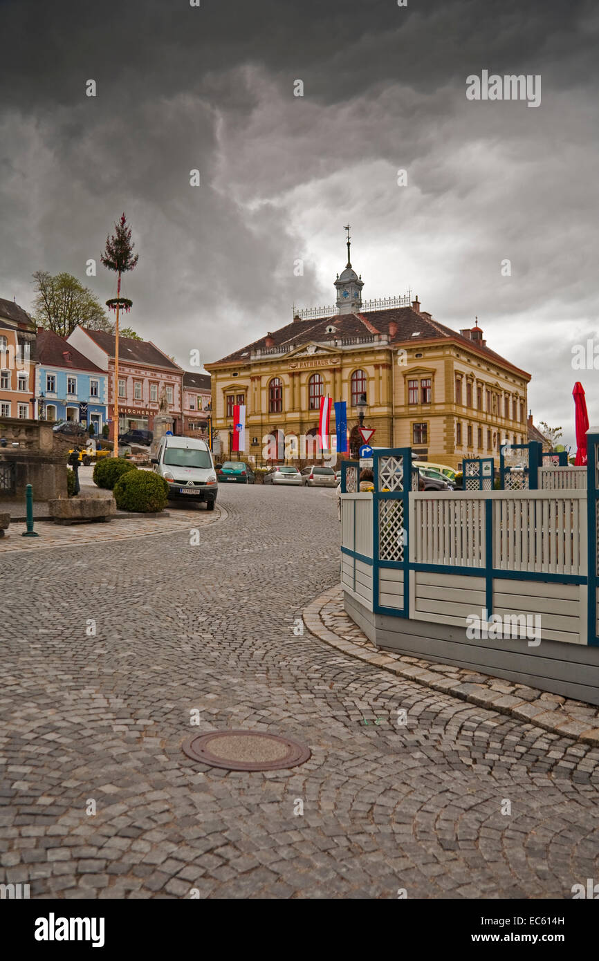 Rathaus in Weitra, Waldviertel Region, Niederösterreich, Österreich Stockfoto