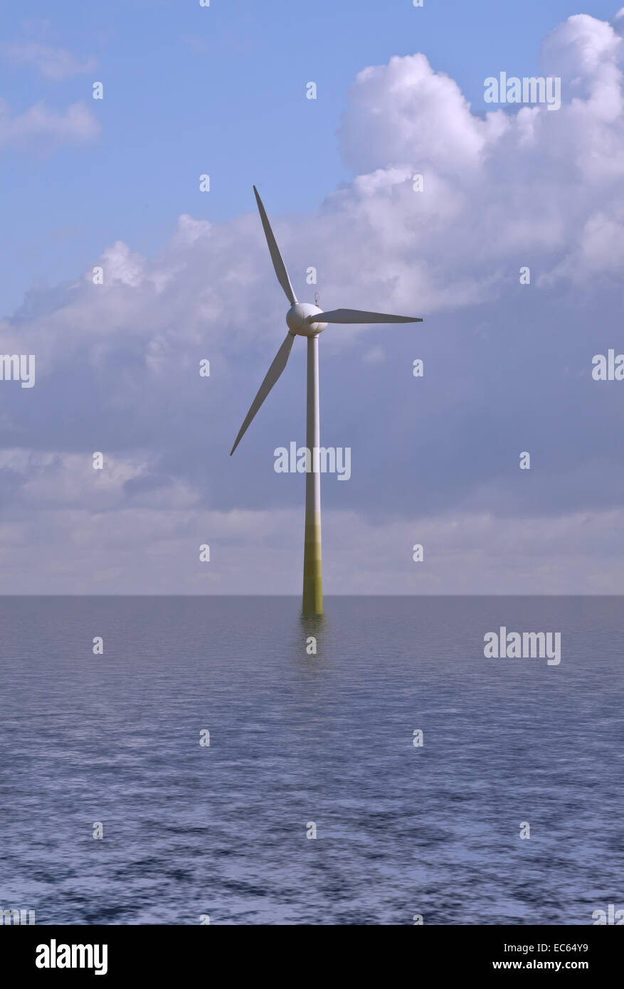 Windmühle zur Energiegewinnung Stockfoto