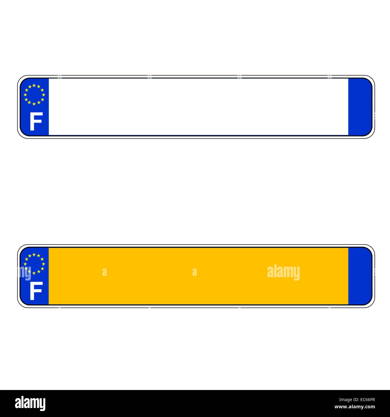 Französische Platte Nummer, Europa, in weißem Hintergrund Stockfoto