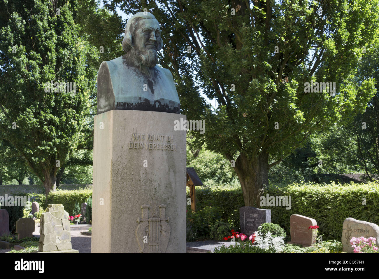 August Heinrich Hoffmann von Fallersleben, Friedhof, Kloster Corvey, Höxter, Nordrhein-Westfalen, Deutschland, Europa Stockfoto