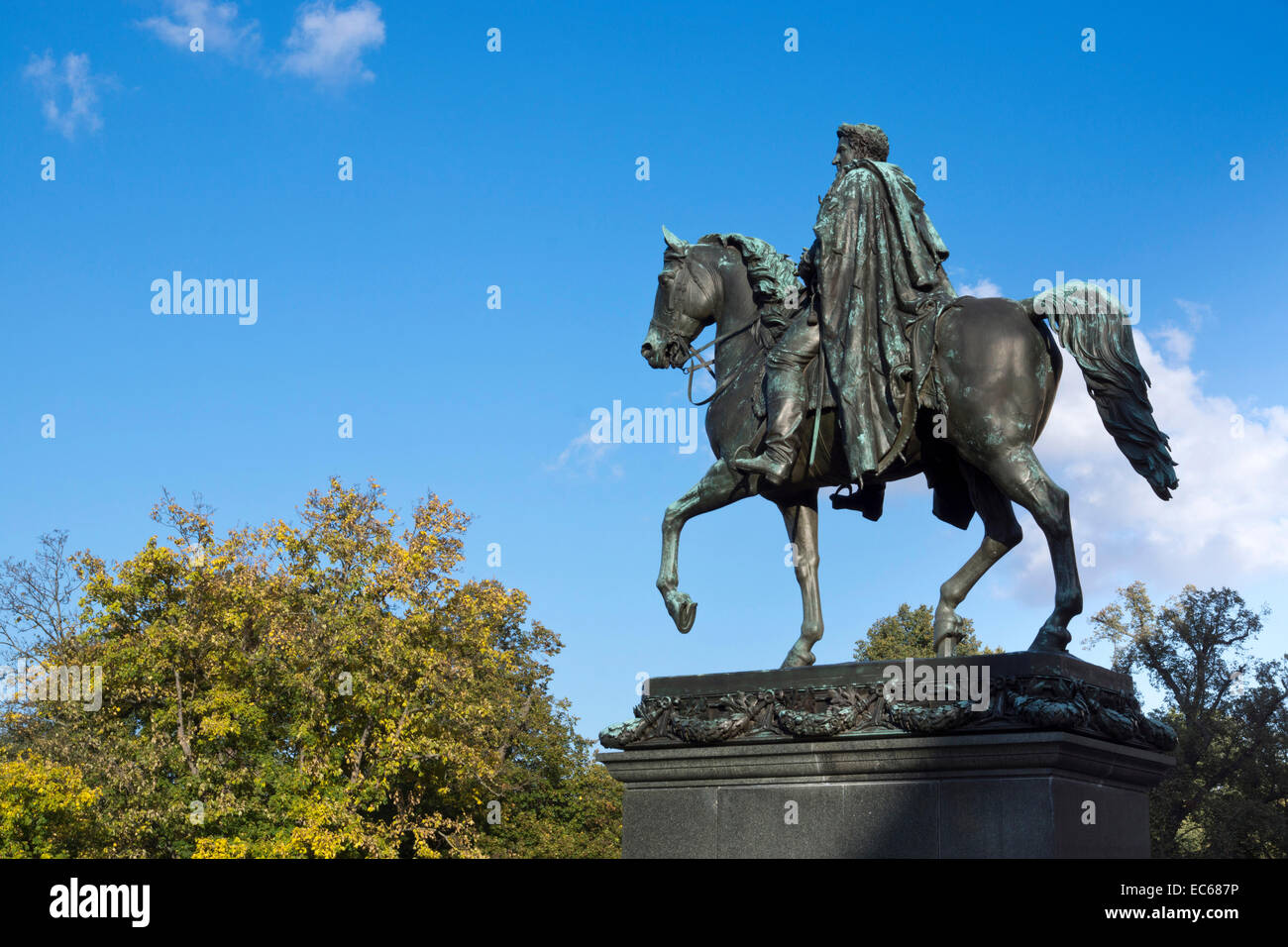 Reiterstandbild von Herzog Carl August auf dem Platz der Demokratie, Weimar, Thüringen, Deutschland, Europa Stockfoto