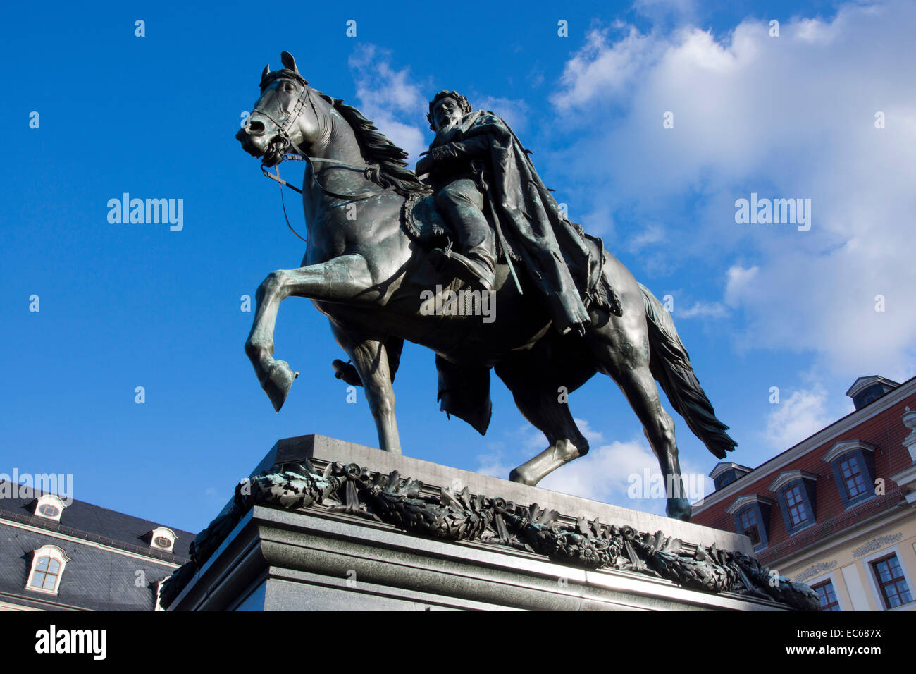 Reiterstandbild von Herzog Carl August auf dem Platz der Demokratie, Weimar, Thüringen, Deutschland, Europa Stockfoto