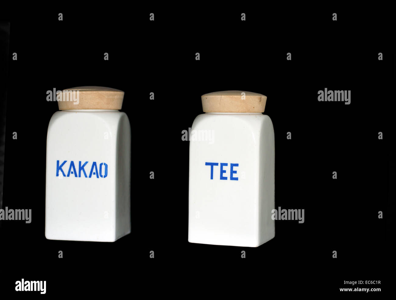 Tee und Kakao-box Stockfoto