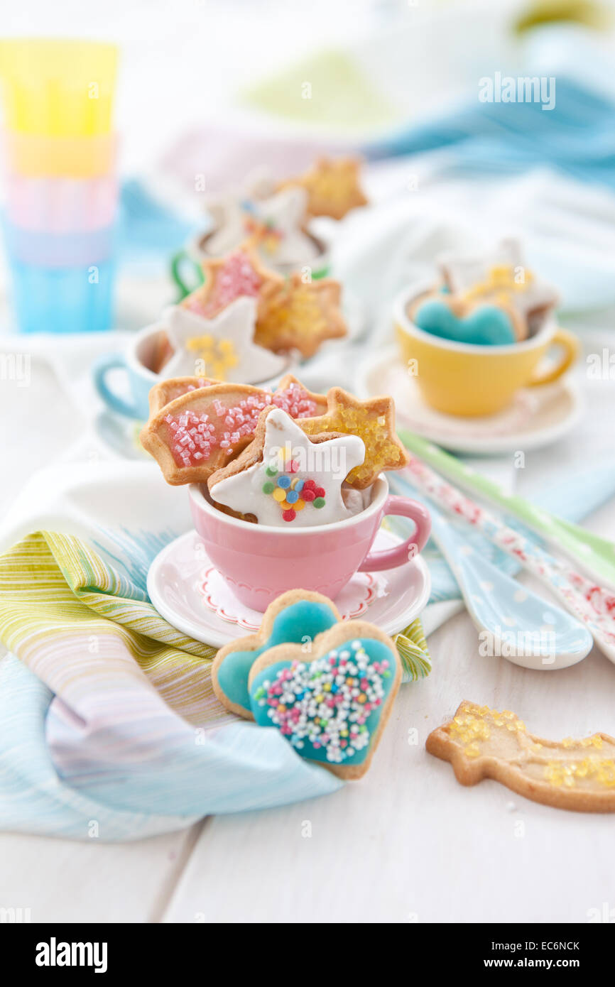 Bunte Cookies in Pastellfarben Stockfoto