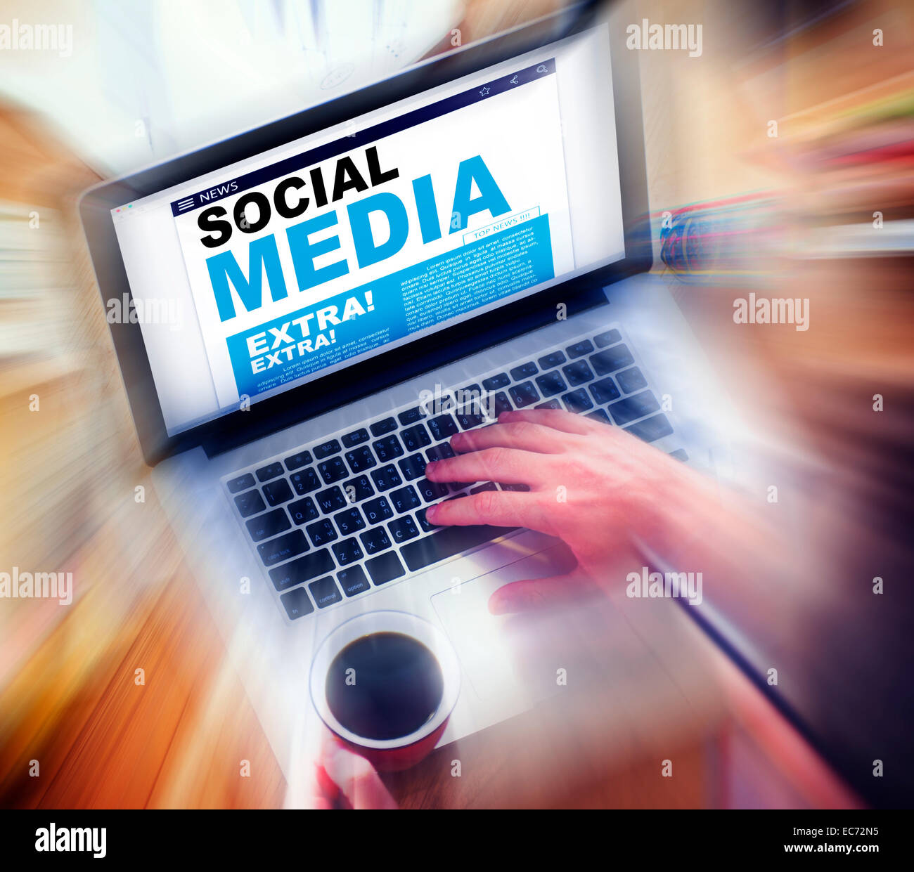 Digitale Online-News-Social-Media-Konzept Stockfoto