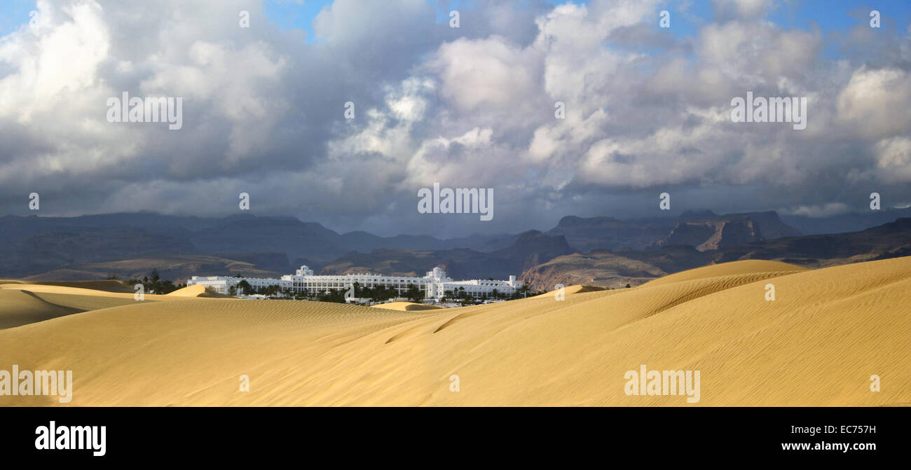Düne vor dem RIU Palace Hotel, Maspalomas, Gran Canaria, Kanarische Inseln, Stockfoto