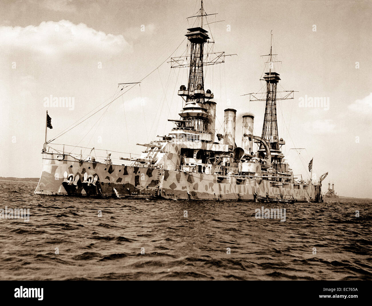 US-Schlachtschiff New Jersey in Tarnung Mantel.  Ca.  1918. Stockfoto