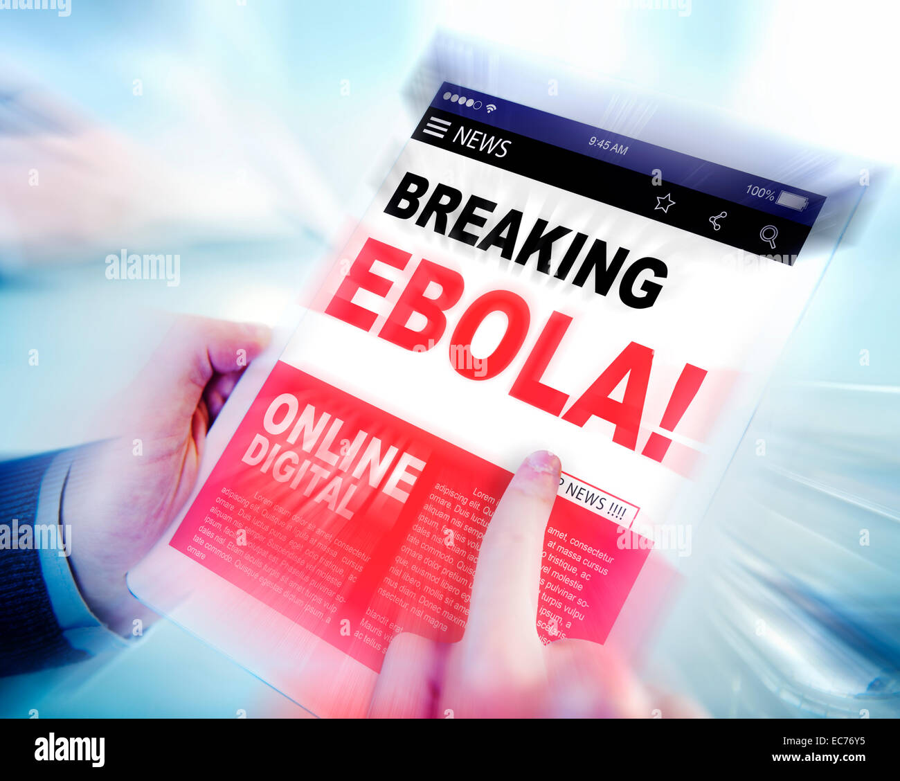 Digitale Online-News Schlagzeile Ebola Krisenkonzept Stockfoto
