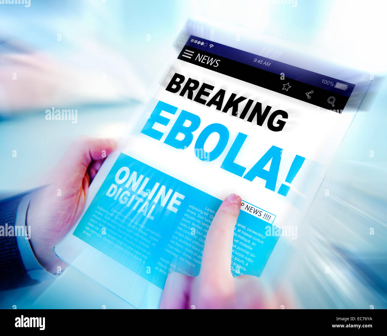 Digitale Online-News Schlagzeile Ebola Krisenkonzept Stockfoto