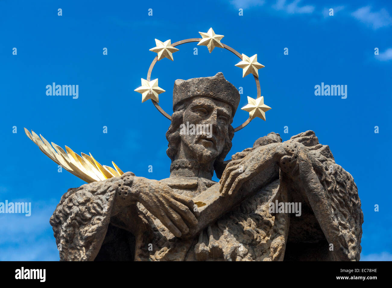 Statue des Hl. Johannes von Nepomuk, Mustek, Tschechische Republik Europa Stockfoto