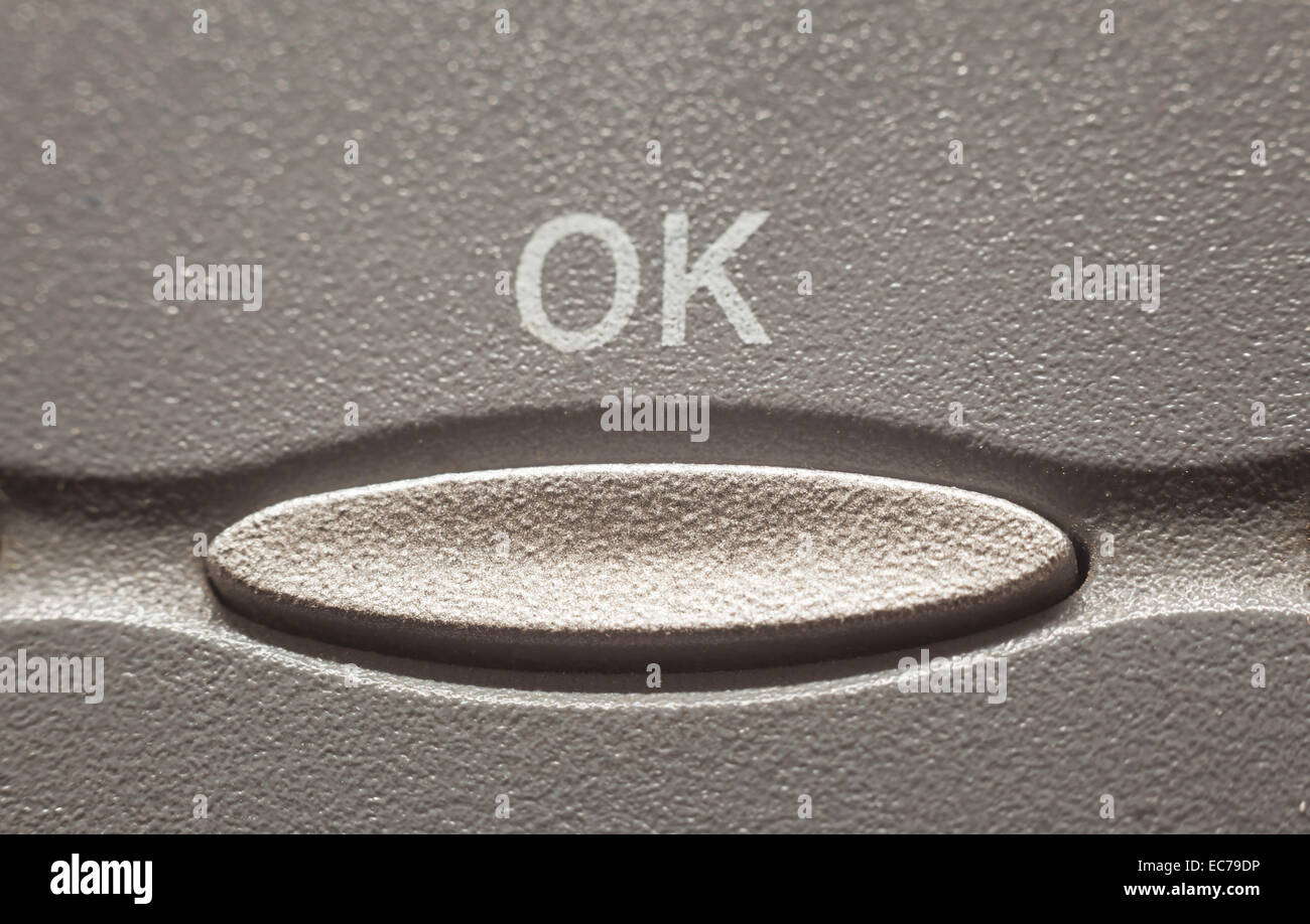 Einfache Zusammensetzung präsentieren Schaltfläche "mit der Bedeutung" OK ". Stockfoto