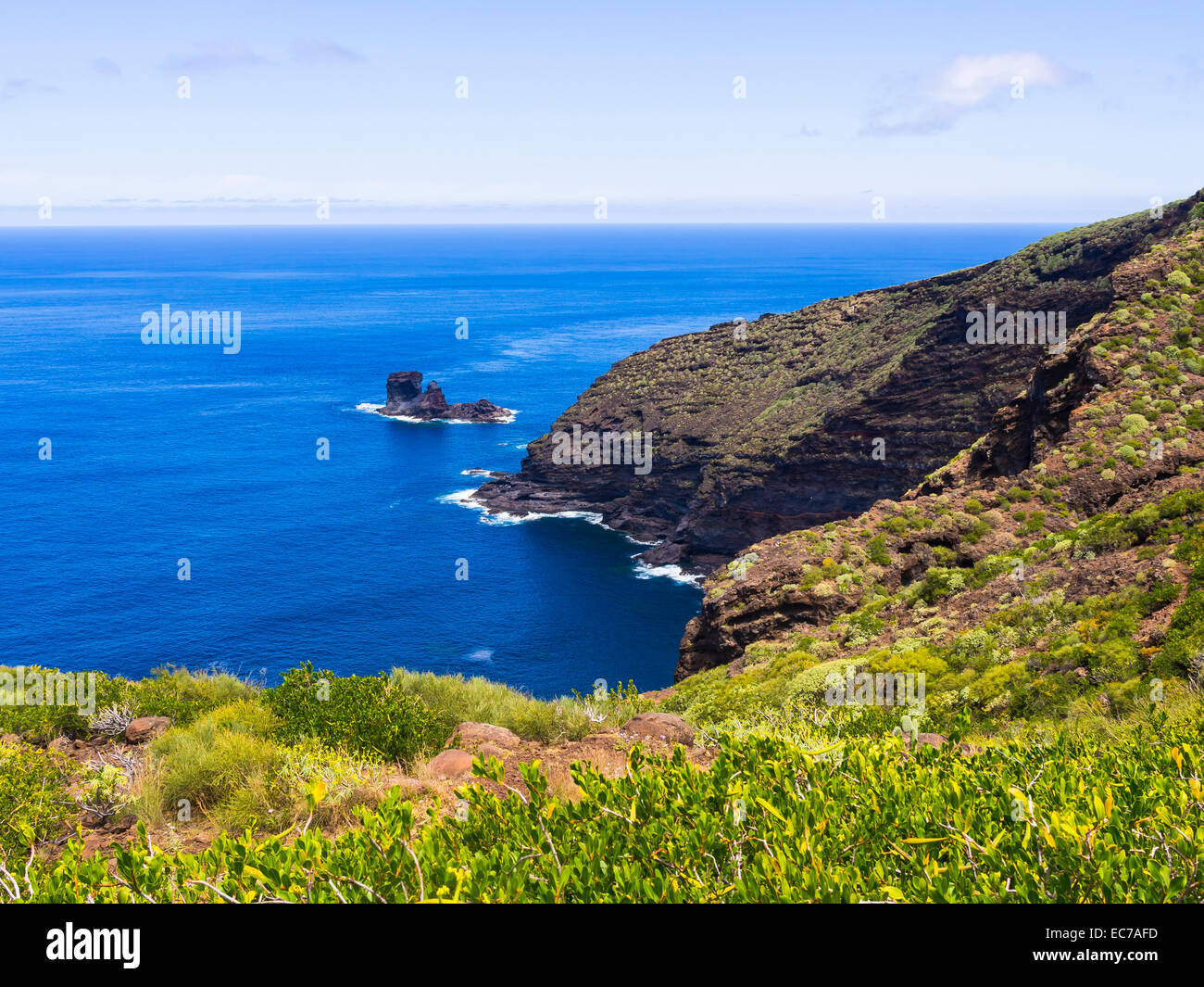 Spanien, Kanarische Inseln, La Palma, Punta del Puerto Viejo, Cliff Küste in der Nähe von Garafia Stockfoto