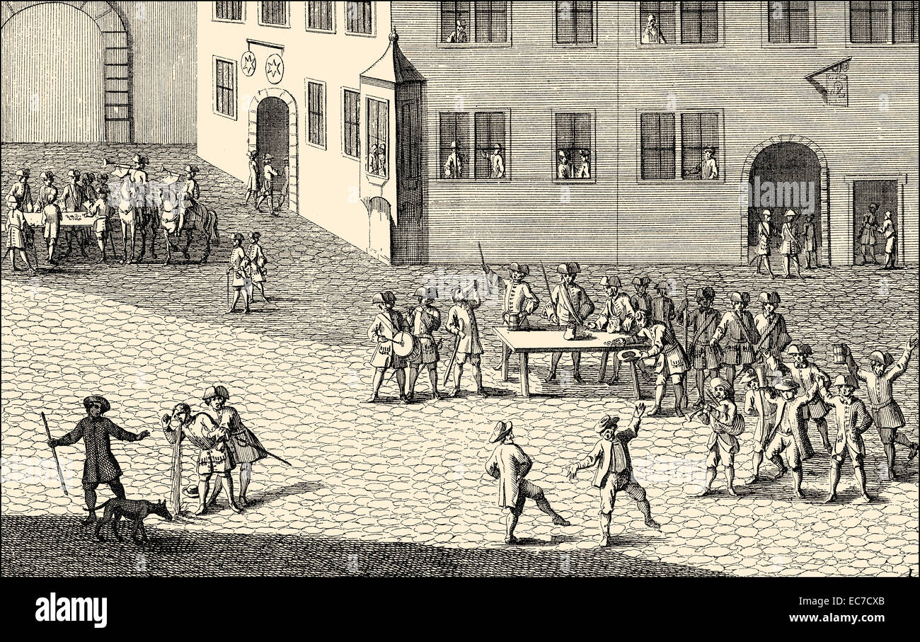 Werbung für das Militär aus dem 18. Jahrhundert; Deutschland Stockfoto