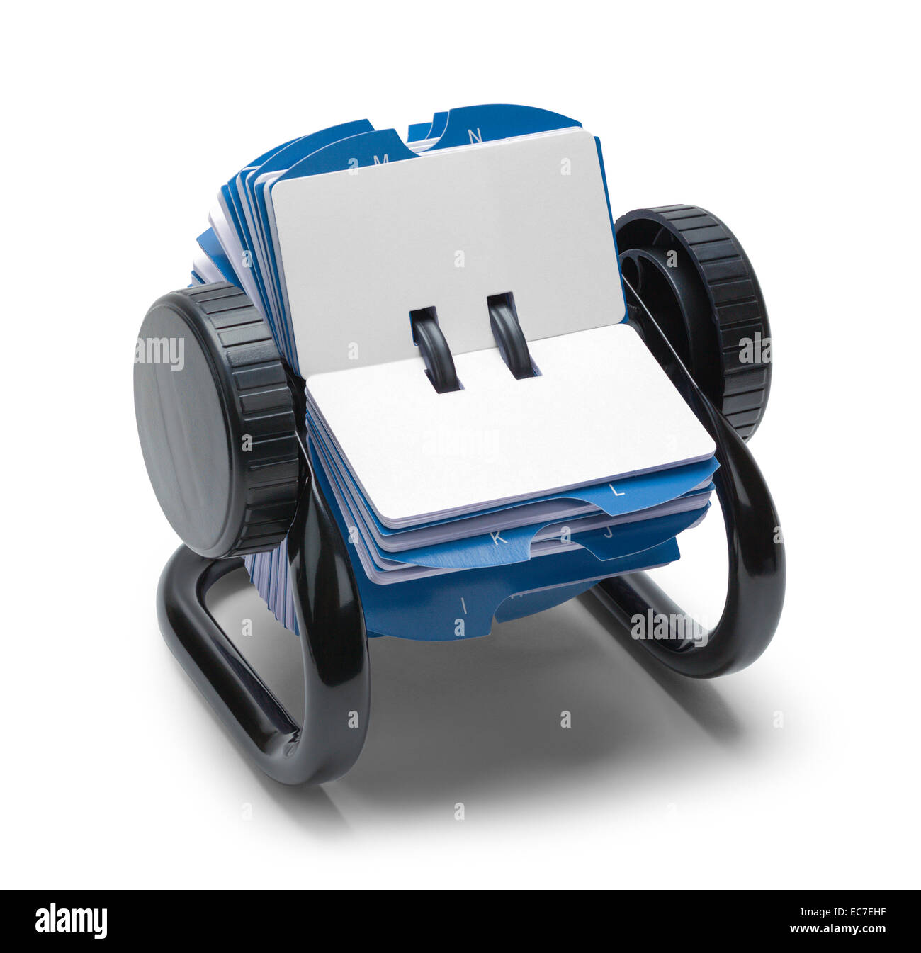 Rotierende Visitenkarte Datei Isolated on White Background. Stockfoto