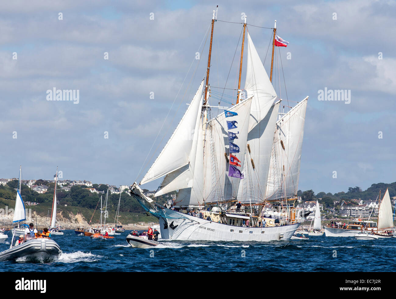 Großsegler Kapitan Borchardt bei Falmouth groß Schiffe Regatta Stockfoto