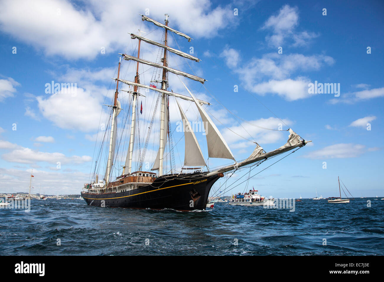 Großsegler Gulden Leeuw in Falmouth groß Schiffe Regatta Stockfoto