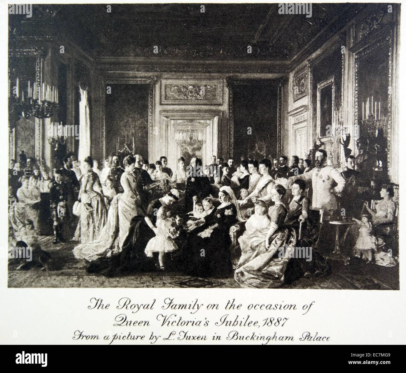 Die königliche Familie mit europäischen Verwandten versammeln sich in London während der Jubiläumsfeier der Königin Victoria im Jahre 1887 Stockfoto