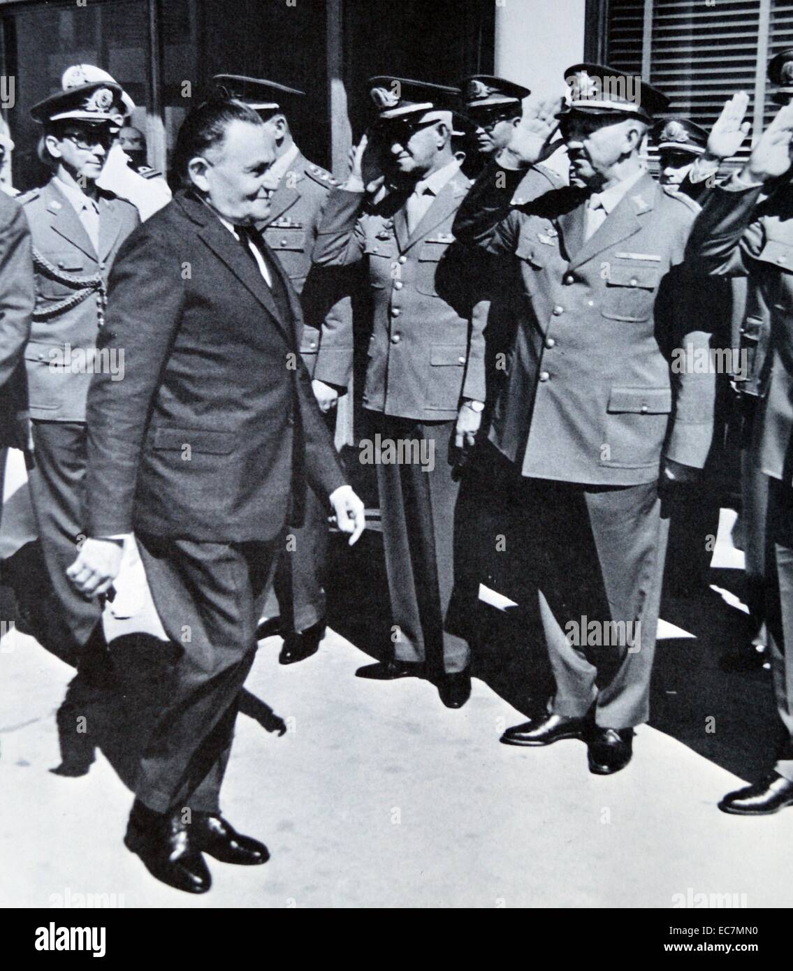 Marschall Castelo Branco (September 20, 1897 - Juli 18, 1967) Brasilianische militärischer Führer und Politiker. Präsident von Brasilien nach dem Militärputsch 1964 d'Etat. Er war in einem Flugzeug Kollision im Juli 1967 ermordet, bald nachdem er sein Büro Stockfoto