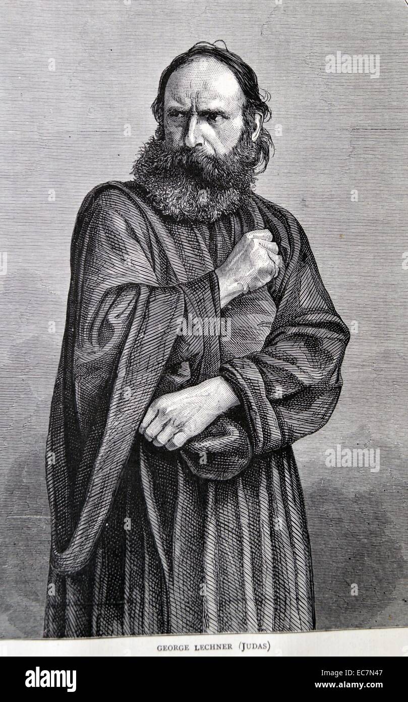 Georg Lechner Als Judas für die Oberammergauer Passionsspiele. Ein Passionsspiel ist eine dramatische Darstellung mit der Darstellung der Passion Jesu Christi: sein Versuch, das Leiden und den Tod. Der Antisemitismus war prominent in Leidenschaft spielt. Vom 1870 Stockfoto