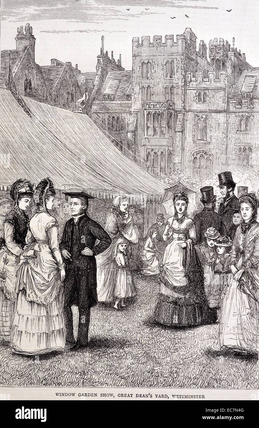 Gravur im Fenster Garden Show statt o große Dean Yard, Westminster. Vom 1870 Stockfoto
