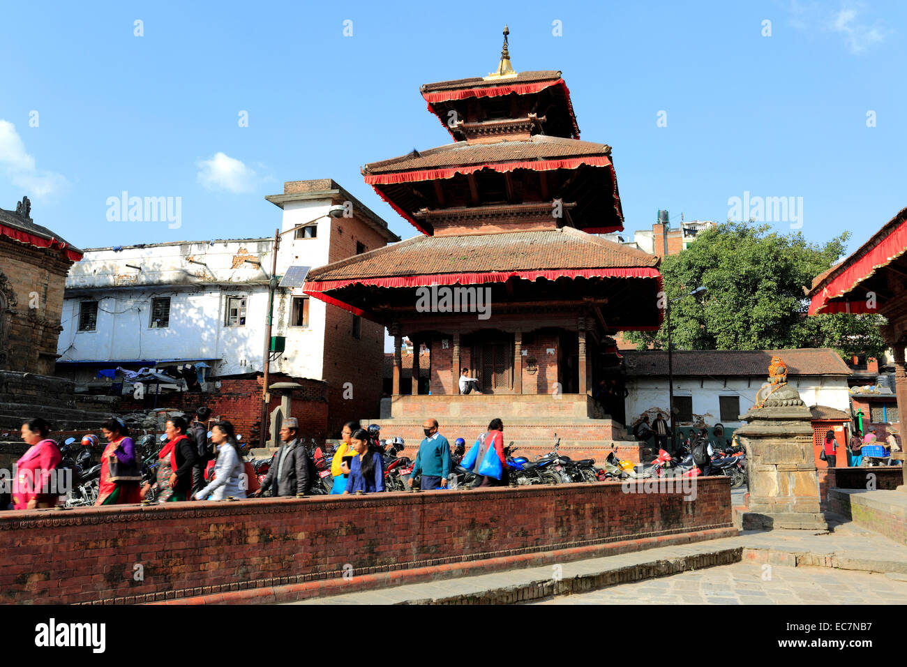 Exterieur des Mahavishnu Tempel, UNESCO-Weltkulturerbe, Durbar Square, Altstadt, Stadt Kathmandu, Nepal, Asien. Stockfoto