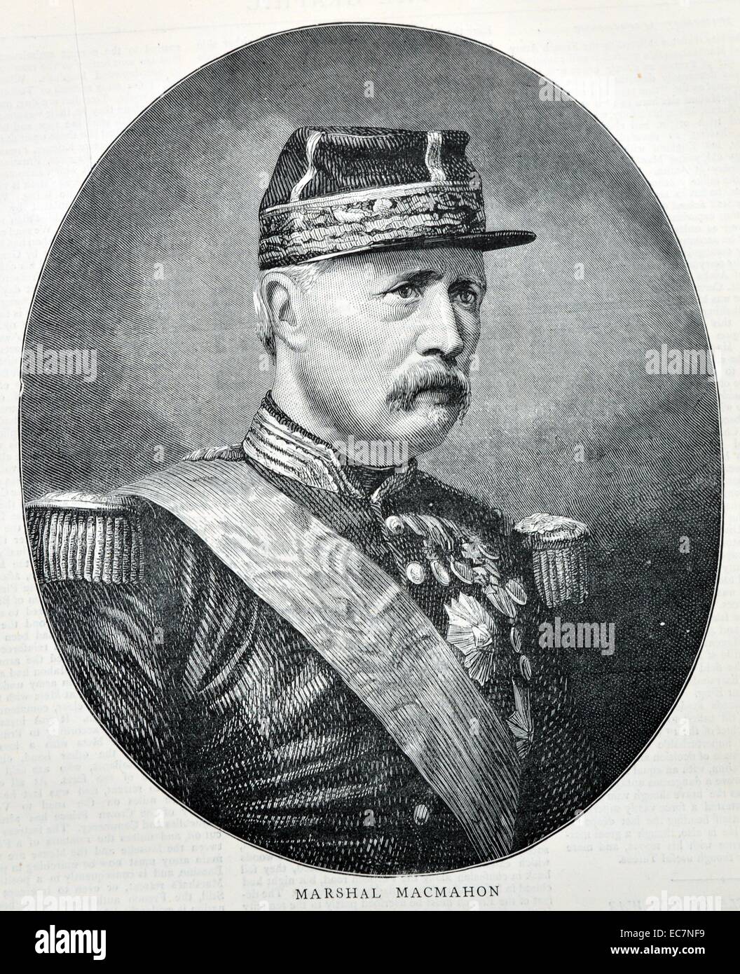 Gravur von Marschall Marie Esme Patrice de Mac-mahon, 1. Herzog von Magenta (1808-1893), französischer General und Politiker mit der Unterscheidung Marschall von Frankreich. Vom 1870 Stockfoto