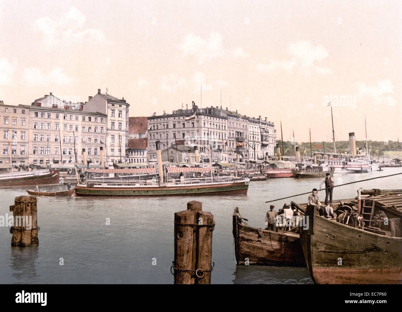 Dampfschiff Wharf, Hafen von Stettin, Pommern, Deutschland (Stettin) Stockfoto