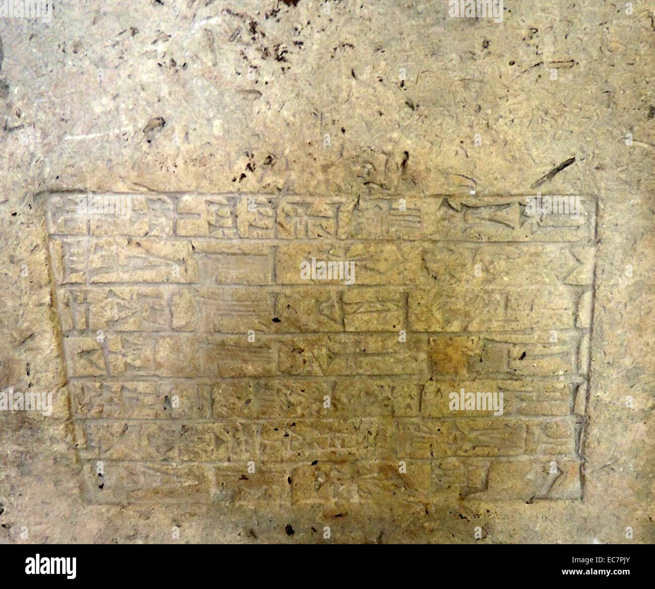 Gebackene Lehmziegel aus Mesopotamien, einige mit Namen der Babylonische Herrscher, viele von Nebukadnezar II., König von Babylon (604-561 v. Chr.) Stockfoto