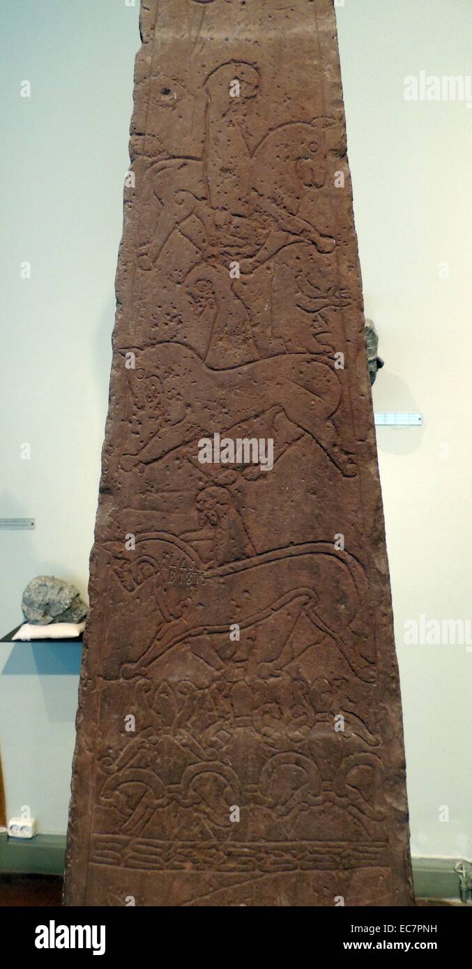 Die Dynna Stein, Dynna, Gran, Oppland c 1040-50. Die Dynna Stein ist ein runenstein aus der späten Wikingerzeit, die ursprünglich in Gran, Norwegen. zeigt Szenen von der Geburt befand. Stockfoto