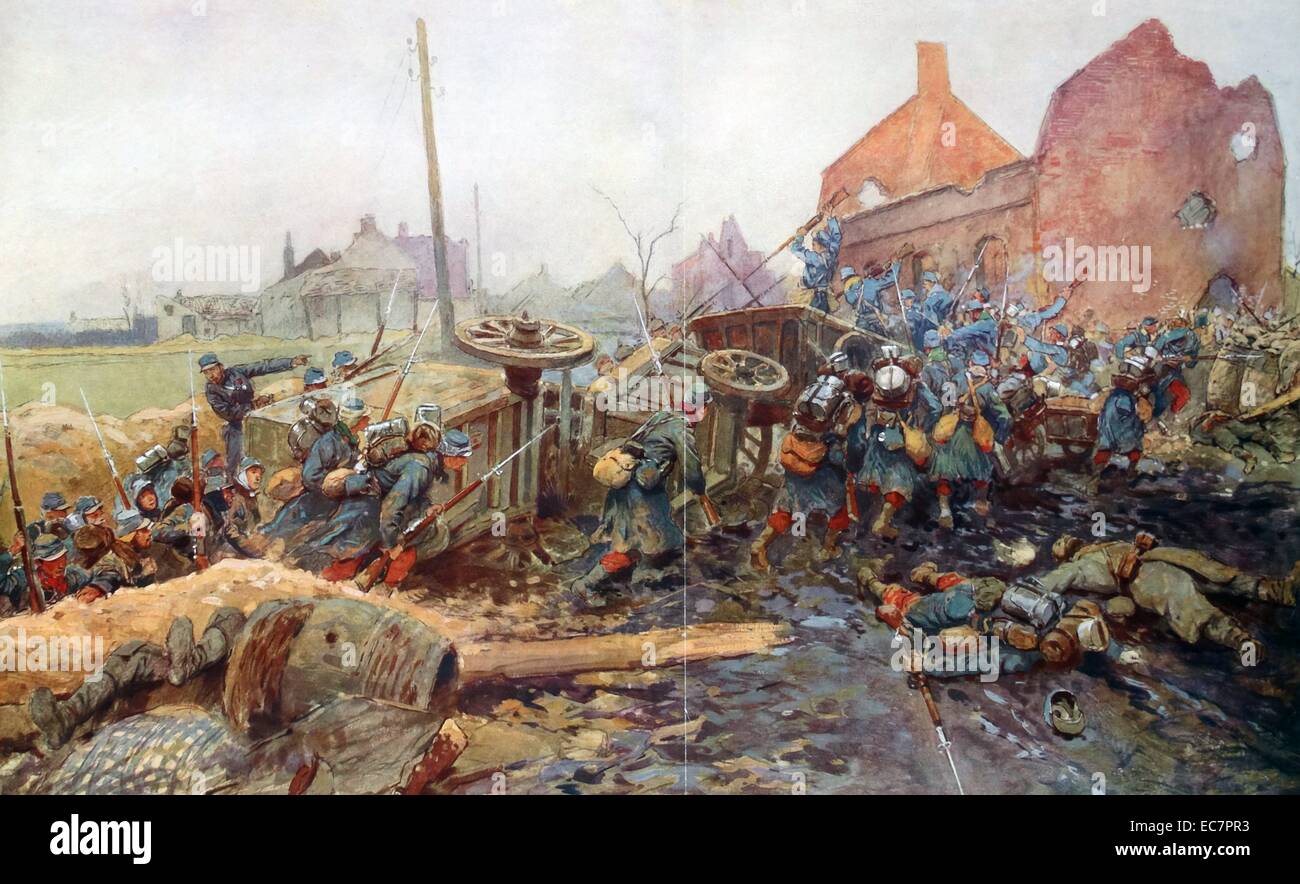 Erster Weltkrieg: das zerstörte Dorf von Vermelles, Frankreich Stockfoto