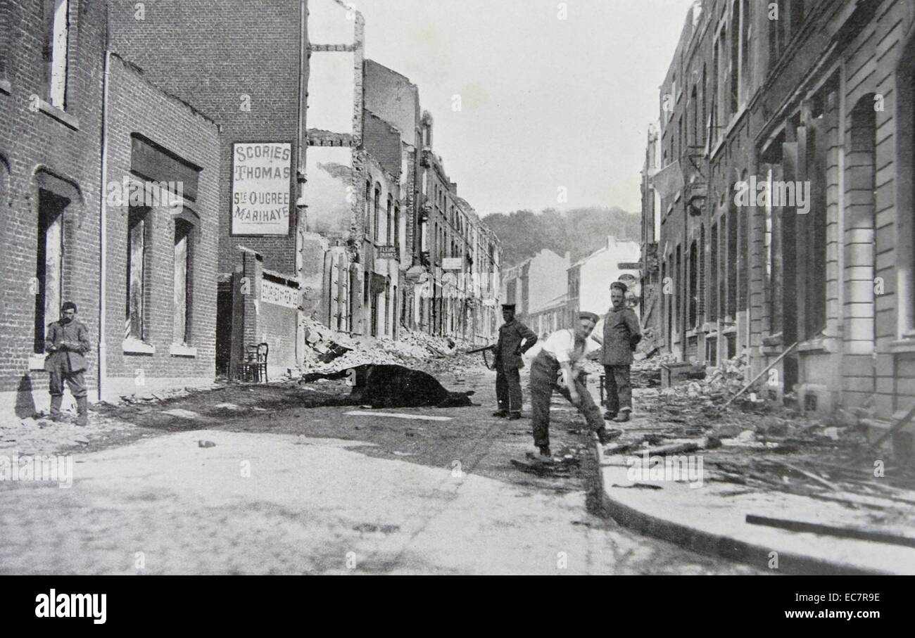 Ruinen von der Rue de Maastricht, Visé, Belgien, 1915 Stockfoto