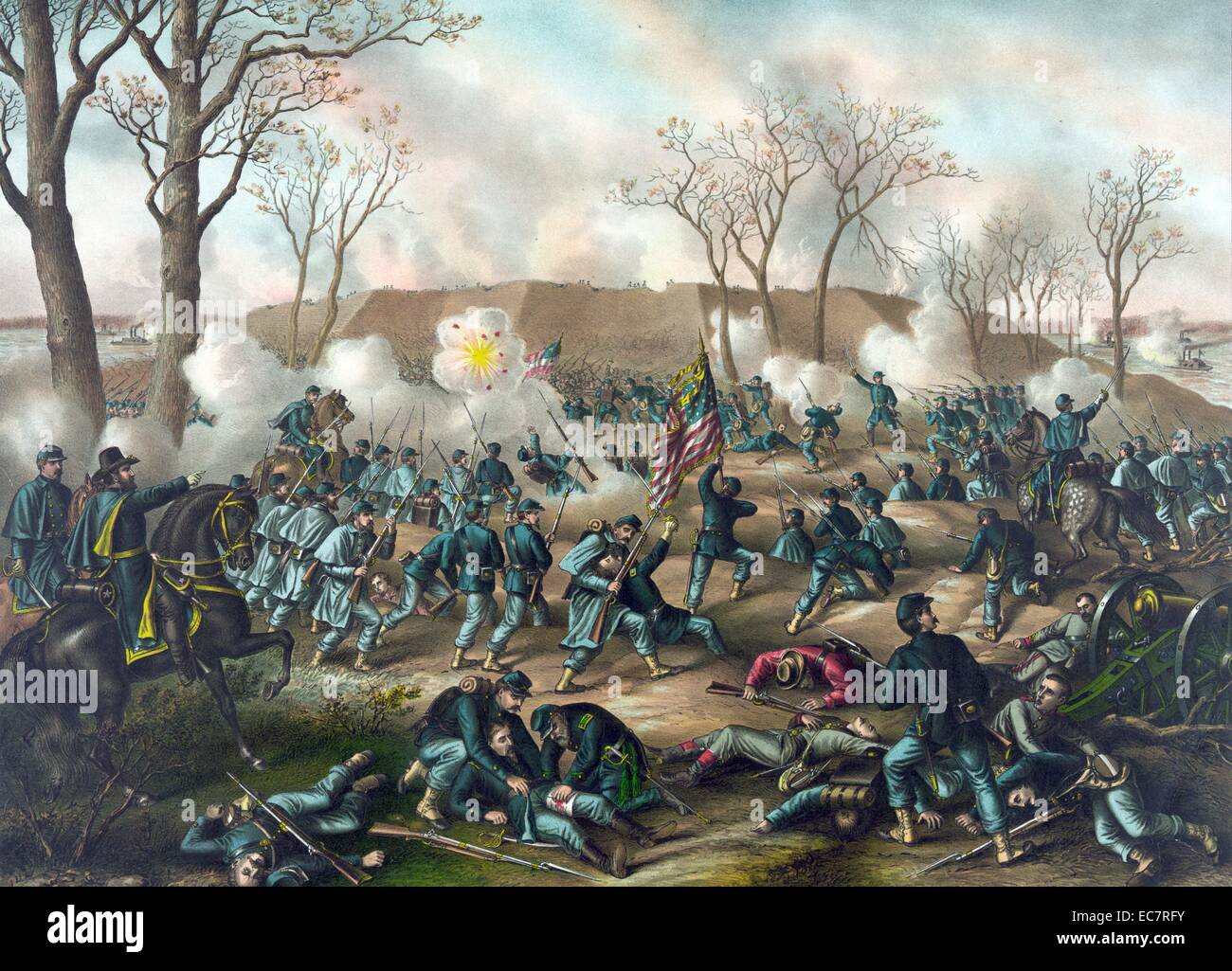 Schlacht von Fort Donelson; Erfassung von General S.B. Buckner und seine Armee; 16. Februar 1862 Stockfoto