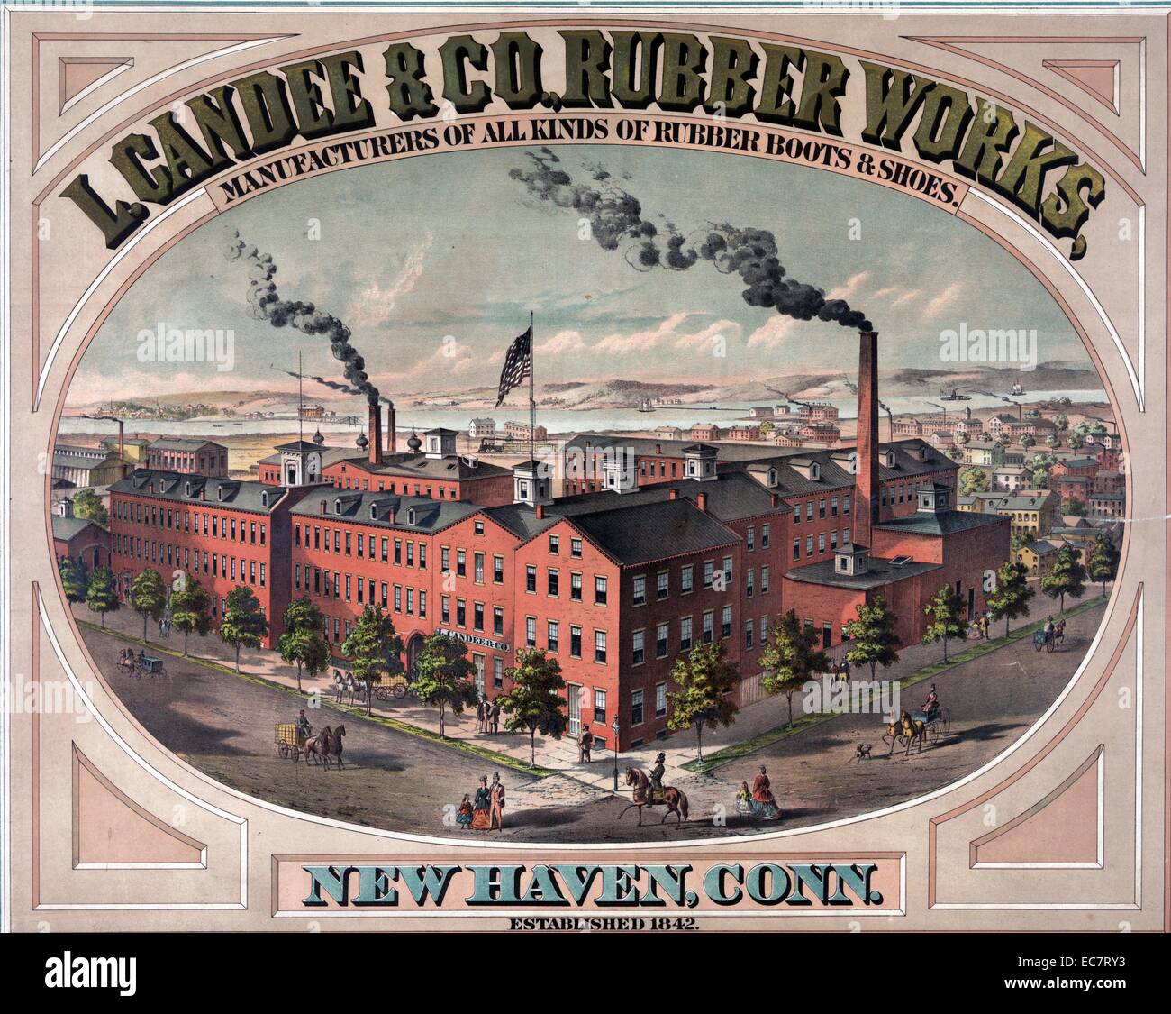 Candee & Co.; Kautschuk-Werke; Hersteller aller Arten von Gummistiefeln & Schuhe. New Haven; Connecticut gegründet 1842 Stockfoto