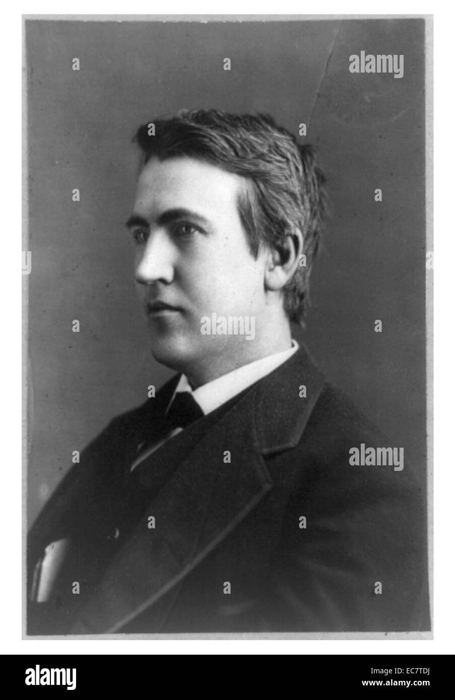 Thomas Alva Edison (Februar 11, 1847 - Oktober 18, 1931) war ein US-amerikanischer Erfinder und Geschäftsmann. Gut für die Erfindung des leichten Blub bekannt. Stockfoto
