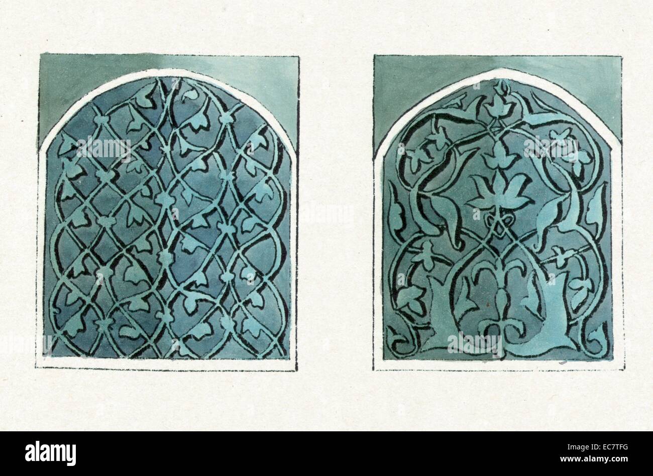 Islamische Titeln aus dem Grab des Heiligen Kassim ibn Abass (Shakh Zinde) und angrenzenden Mausoleen. Mausoleum von Uldzh Inak, Samarkand, Usbekistan (Russland) 19. Stockfoto