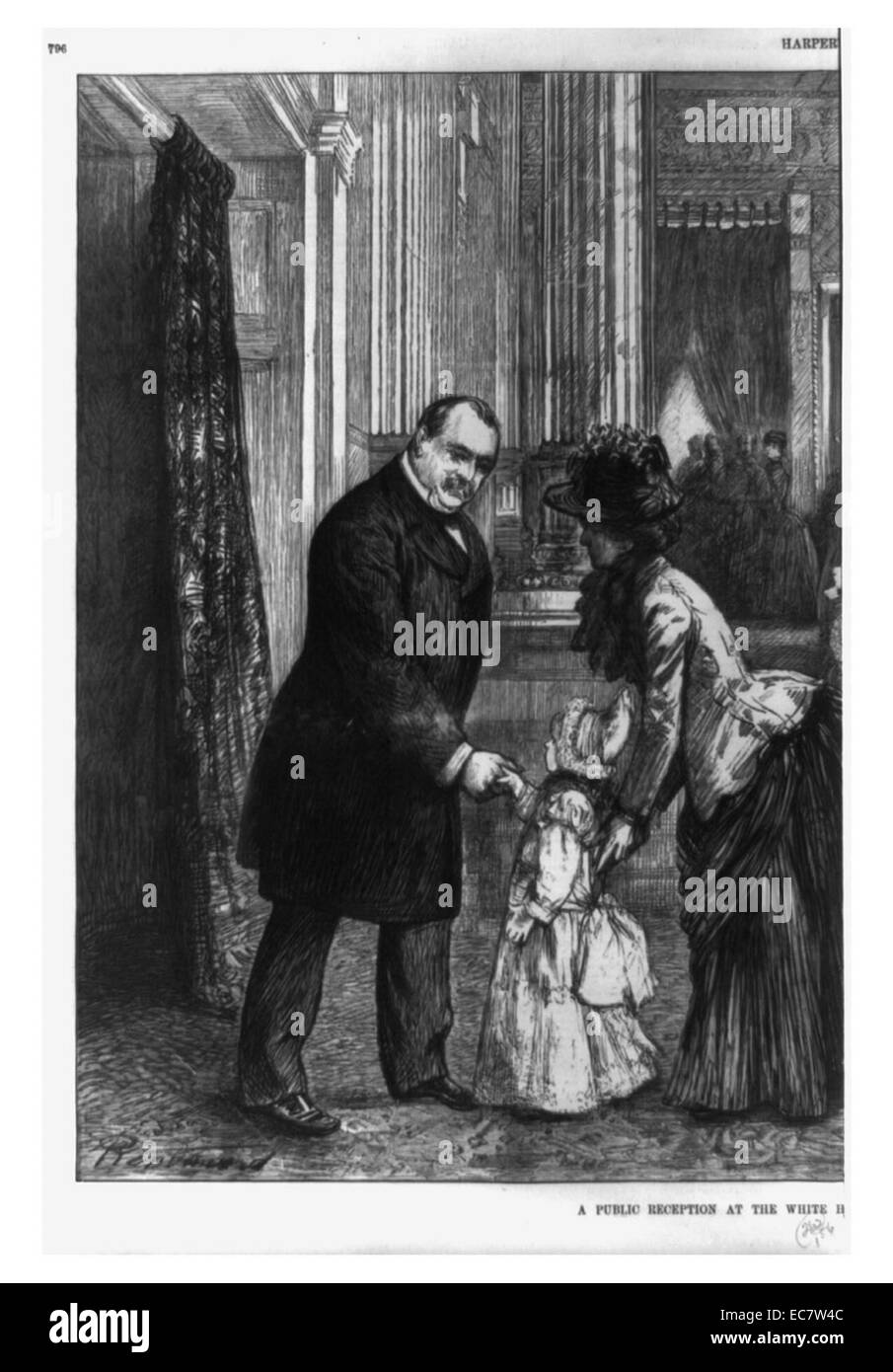 US-Präsident McKinley grüßt ein kleines Kind Stockfoto