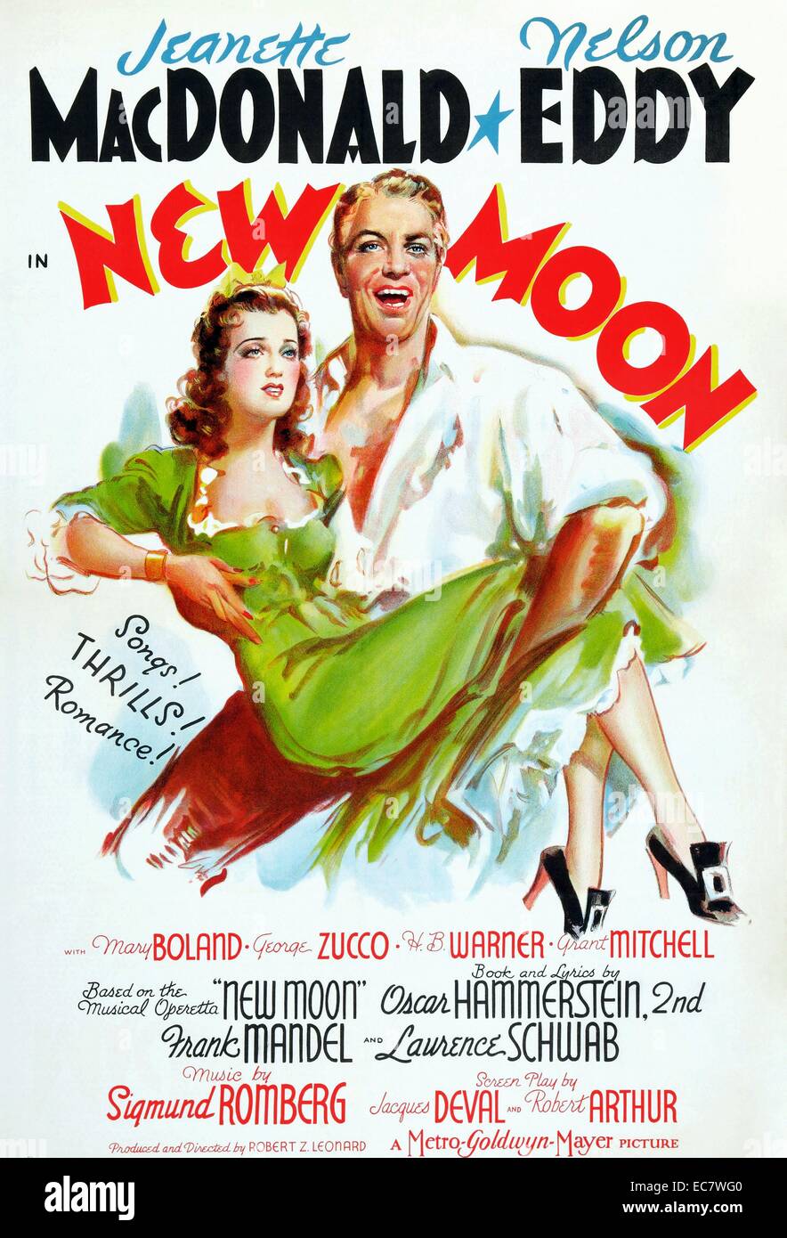 New Moon ist ein 1940 musikalische Film freigegeben von Metro-Goldwyn-Mayer und von Robert Z. Leonard. Anpassung der Operette Der Neumond, das 1928 am Broadway uraufgeführt. Die Bühne version Empfohlene Musik von Sigmund Romberg und Buch und Lyrics von Oscar Hammerstein II. Starred Jeanette MacDonald und Nelson Eddy Stockfoto